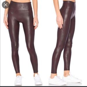 spanx faux leather wine Burgundy size small